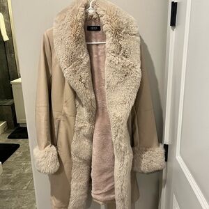 Women's Tan Faux Fur Coat